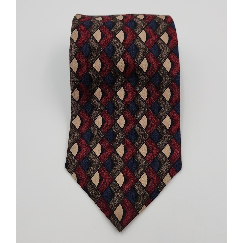 Mara By Countess Mara Pointed Neck Tie Men's One Size Brown Printed Silk Classic